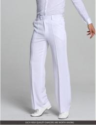 Latin Dance Pants Male White Plus Size Cambric Pants Fabrics Men Ballroom Stage Modern Chacha Trousers Waltz Trousers B-6971