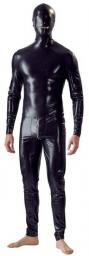 Black Full Body Leather Rubber Suit With Mask Zentai Suits For Men Tight Jumpsuit Catsuits Fetish Leather Jumpsuits
