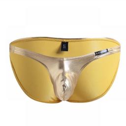Mens Shiny Sexy Briefs Long Bulge Pouch Shorts Mens Panties Sexy Gay Leather Exotic Mens Underwear Male Panties Panties Sexy
