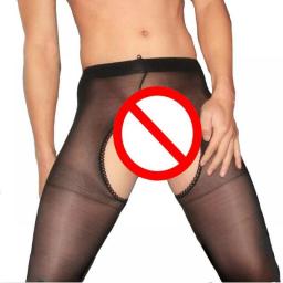 Men's Collants Sexy Lingerie Slim Man Pantyhose Exotic Nylon Open Crotch Stockings Tights For Men Night Club Underwear Dropship