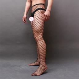 Newest Men's Sexy Pantyhose Male Fishnet Stockings Adult Exotic Gay Sissy Club Party Net Man Tights Sexy Clothing Black Color