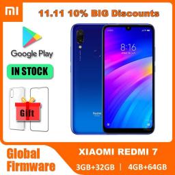 Original Xiaomi Redmi 7 Mobile Phones 4GB 64GB Global Version Google Play Android Cell Phone Fingerprint Free Gift