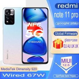 Smartphone Xiaomi Redmi Note 11 Pro 5G 67W Global Version Plus  67W HyperCharge Dimensity 920 120Hz AMOLED 108MP