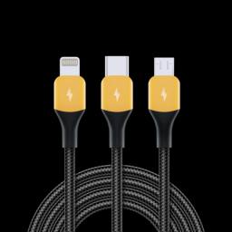 RTX2124 All In One 3 In 1 PET Weave Original Realme Type C Lightning Micro USB Cable VOOC Dart Warp 10W 1.2M