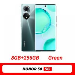 Original HONOR 50 5G Mobile Phone 8GB RAM 256GB 6.57'' 120Hz OLED Curved Screen Snapdragon 778G Octa Core 66W SuperCharge NFC