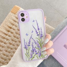 Butterfly Lavender Higan Flower Phone Case For Iphone 7 8 Plus 12 13 Mini 11 14 Pro Max X XR XS Max Hard Shockproof Shell Cover