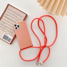 Crossbody Necklace Strap Lanyard Cord Phone Case For Samsung Galaxy S20 FE S21 Plus S22 Ultra 5G Candy Color Soft Silicone Cover