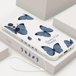 Butterfly Phone Case For Xiaomi 12 Lite 5G 12 T Mi11 Ultra Mi 11 Lite 5g Ne 11T 12x 12T 13 12 Pro Silicone Cover With Lanyard