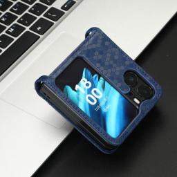Card Slot Holder Leather Cover For OPPO Find N2 Flip 5G CPH243 N2flip Findn2flip Geometric Wallet Non-Slip Shockproof Phone Case