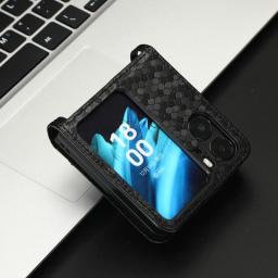 Card Slot Holder Leather Cover For OPPO Find N2 Flip 5G CPH243 N2flip Findn2flip Geometric Wallet Non-Slip Shockproof Phone Case