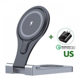 100W 3 In 1 Magnetic Wireless Charger Stand Foldable For IPhone 12 13 14 Mini Pro Max Apple Watch Airpods Fast Charging Station