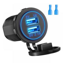 24V 3.1A Car Charger Dual USB Cigarette Fast Charging Socket Power Outlet LED Digital Display For Motorcycle For XIAOMI IPhone