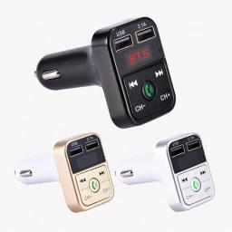 Car Bluetooth-compatible 5.0 FM Transmitter Wireless Adapter Mic Audio Receiver Auto MP3 Player 2.1A Dual USB Charger Car