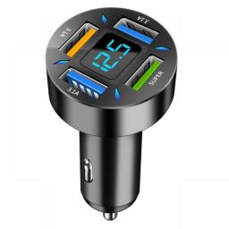 66W Car Cigarette Lighter Charger 4 Ports Fast Charging PD3.0 USB C Car Phone Charger Adapter For IPhone 14 13 12 Xiaomi Samsung