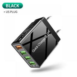 UK US EU 4 USB Charger Quick Charge 3.0 For Phone Adapter For IPhone XR Huawei Tablet Portable Mobile Charger Fast Charging