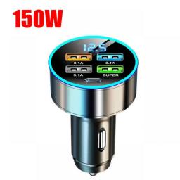USB Car Charger Type C 150W 5 Port PD Fast Charging Adapter For IPhone 13 Pro Max 14 Plus 12 11 Samsung Huawei Xiaomi Oneplus