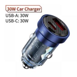 PD30W QC 4.0 Quick Charge Car Charger Mobile Phone Power Adapter For IPhone 14 Pro Max Huawei Samsung Fast Charging Car Charger
