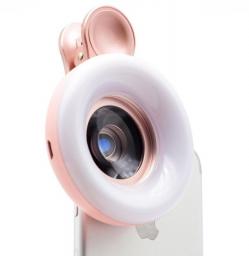 2 In 1 Phone Macro Lens With Selfie Ring Fill Light 15x Macro Lens Universal Ring Clip Light Selfie Lamp 3 Light Modes