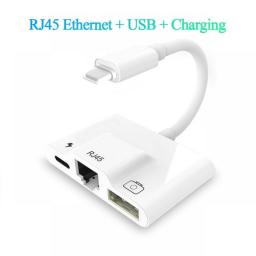 Lightning To RJ45 Ethernet OTG Adapter For IPhone/iPad LAN  Wired Network Hub With USB 3 Camera Adapter And Charging Port