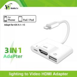 HDMI Digital AV Adapter For Lightning IPhone, 1080P Video & Audio Sync Screen Converter AV Adapter With Lightning Charging Port