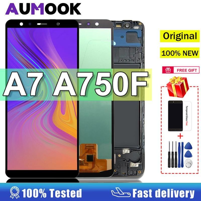 6.0"AMOLED A750 LCD For Samsung Galaxy A7 2018 Display Touch Screen Digitizer Replacement For Samsung A7 SM-A750F A750F A750 LCD