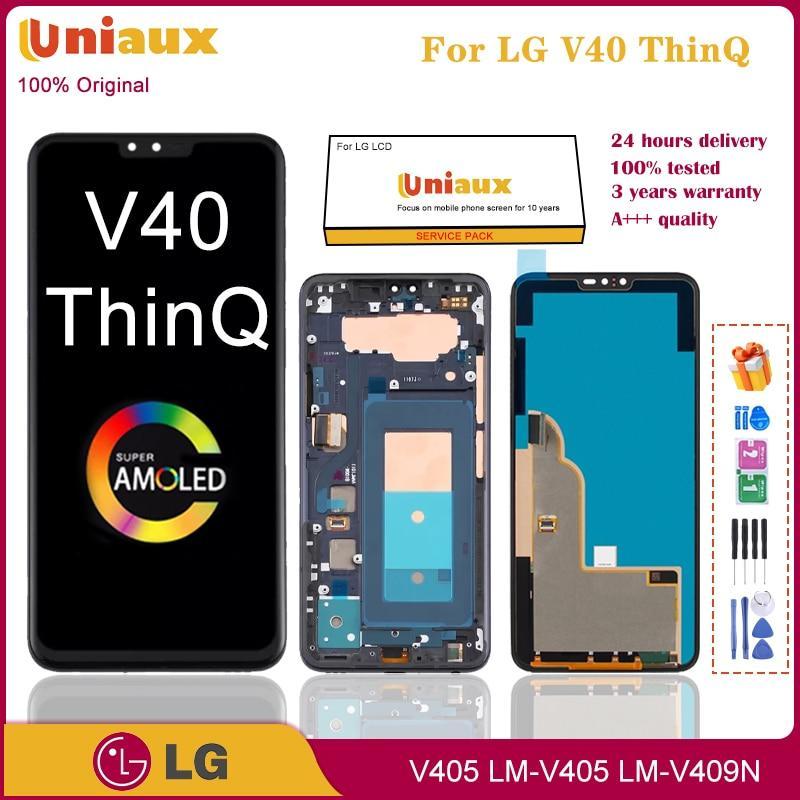 6.4" Original AMOLED For LG V40 ThinQ V405 LCD Display With Frame Touch Screen Digitizer For LG V40 ThinQ LCD Screen Replacement