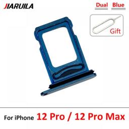 Original Dual Card For IPhone 12 Pro Max 12 Mini SIM Card Chip Slot Drawer SD Card Tray Holder Adapter With Pin For 12 Pro