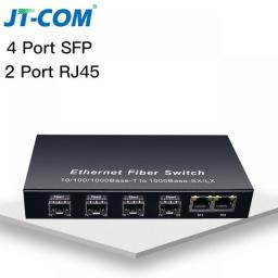 Gigabit SFP Fiber Switch  1000Mbps Optical Media Converter 4 * SFP Fiber Port And 2  RJ45 UTP Port 4/8G2E Fiber Ethernet Switch