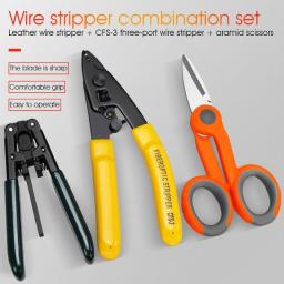 3 Packs Fiber Optic Tool Kit Kevlar Scissors Double Hole Pliers Stripper And Fiber Optic Stripper CFS-2 Or CFS-3