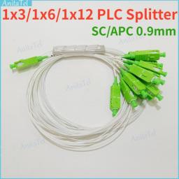 10/20pcs 1x3/6/12 SM 0.9mm 1X3 1x6 1x12 SC APC Fiber Optic PLC Splitter G657A1 PVC 1m SM FTTH Optical PLC Splitter SC/APC