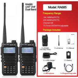 Retevis RA685 Walkie Talkie Ham Two-way Radio Stations Long Range Walkie-talkies Profesional UHF VHF USB Type C Charger 5W CHIRP