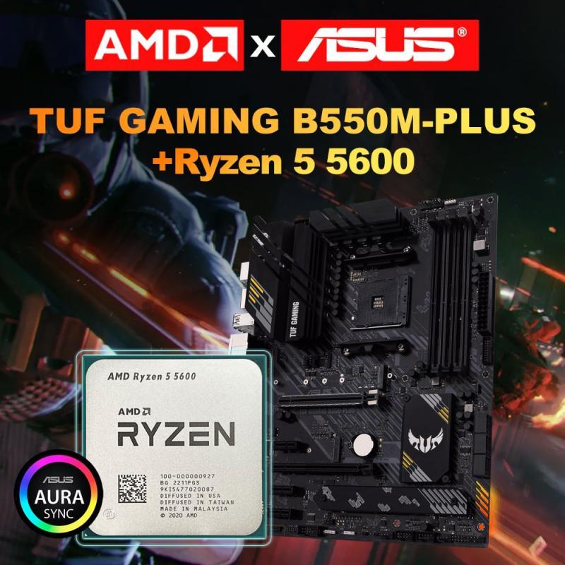 AMD New Ryzen 5 5600 Prosesor CPU AM4 3.5 GHz Six-Core DDR4 Micro-atx 128G+ASUS New TUF GAMING B550M PLUS Motherboard