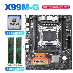 X99 Motherboard Set Kit Xeon E5 2640 V3 CPU LGA 2011-3 Processor 16G=2*8G DDR4 ECC RAM Memory NVME M.2 SATA