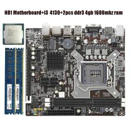 H81M-E/M51AD/DP MB Intel H81 PC Motherboard LGA 1150 MATX 1150 Motherboard+i3 41300CPU+2pcs Ddr3 4gb 1600mhz Ram Mainboard H81