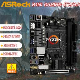 B450 B450M Motherboard ASRock B450 GAMING-ITX/AC Socket AM4 For Ryzen 5000 G-Series Cpu 2xDDR4 PCIe 3.0 64GB USB 3.1M.2 Mini-ITX