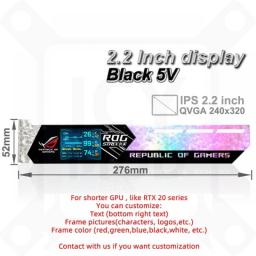 LCD GPU Bracket 2.2 Inch Display Black RGB VGA Support Temperature Detection 5V/12V White Horizontal Video Card Holder AURA SYNC