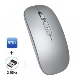 Rechargeable Dual Modes Wireless Mouse 2.4G+BT5.1 4 Buttons With USB Receiver Optical Silent Ergonomic Mouse For Laptop PC Gamer