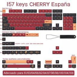 BLUE/RED Samurai Japanese/Korean/Russian Keycaps  ISO Layout Cherry Profile PBT Key Cap For  Custom Mechanical Keyboard 1set