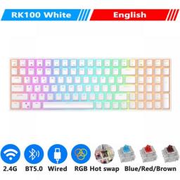 RK ROYAL KLUDGE RK100 2.4G Wireless/Bluetooth/Wired RGB Mechanical Keyboard 100 Keys Hot-swappable Russian Gaming Keyboard Gamer