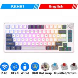 RK H81 Royal Kludge Gasket Structure Tri-mode Mechanical Keyboard 81 Key 80Percent RGB Backlit 2.4G Wireless Bluetooth Gamer Keyboard