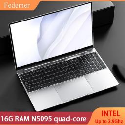 15.6 Inch 16GB DDR4 RAM Student Laptop Intel Quad Core 1TB/512G/256G ROM Cheap Business Netbook For Online Classroom Gaming