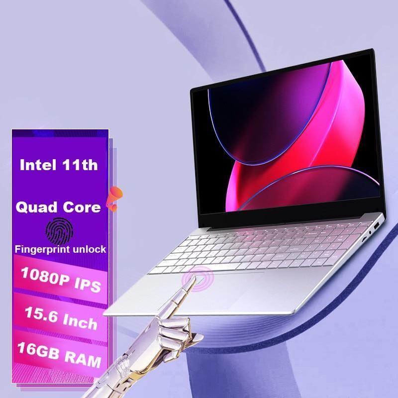 16G DDR4 RAM Notebook Intel Celeron N5095 15.6Inch Laptop Windows 10 Full Size Backlit Keyboard Fingerprint Unlock 5G WiFi BT4.0