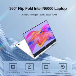11.6 Inch Laptop Touch Screen 360-degree Windows 10 Notebook 16GB DDR4 RAM Intel N6000 1920x1080 IPS Computer PC Type-C