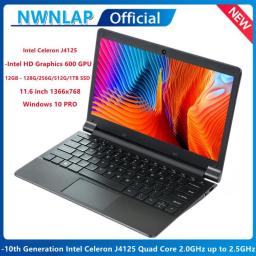 NWNLAP 11.6inch Quad Core J4125 CPU Up To 2.5GHz 12GB RAM 128G/256G/512G/1TB SSD Office Home Ultrathin Ultrabook Laptop Computer