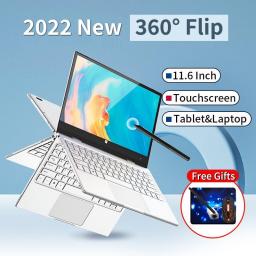 360° Rotating 11.6'' Laptop Windows 10 N6000 Touch Screen Type-C YOGA 16G RAM Notebook PC 2 In 1 Tablet Business Office Slim PC