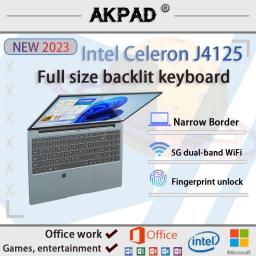 15.6Inch Computer PC Laptops Notebook SSD Intel Celeron 10th J4125 11th N5105 N5095 Dual WiFi 5G Office Windows 10 Gaming Laptop