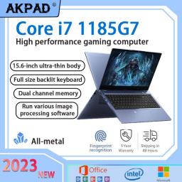 AKPAD 1185G7 MAX 64GB RAM MAX 2TB SSD Gaming Laptop 15.6 Inch IPS Screen Intel Core I7-1185G7 Notebook RJ45 Windows 10 11 Pro