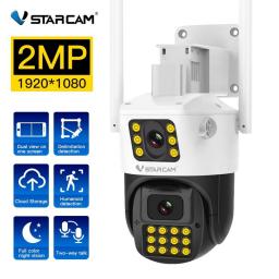 2MP Wifi Dual-Lens Dual-Screens Camera Outdoor 1080P AI Auto Tracking Surveillance Night Vision 2-Way Audio IP PTZ Linkage Cam