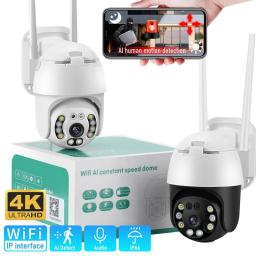 4K 8MP PTZ WIFI IP Outdoor Camera Full Color Night Vision Video Surveillance AI Human Tracking CCTV Wireless Waterproof Security