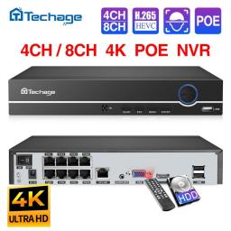 Techage H.265 8CH 4MP 5MP 1080P 4K POE NVR Audio Out Security Surveillance Network Video Recorder Up To 16CH For POE IP Camera